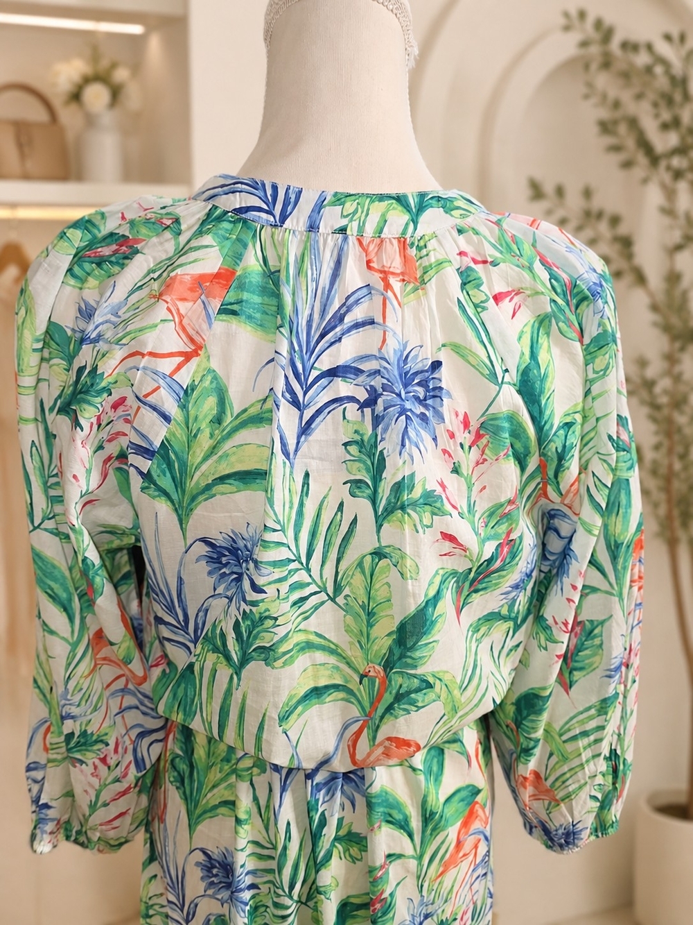 J. McLaughlin Green Multi Tropical Print Long Sleeve Maxi Dress - Picture 6 of 11